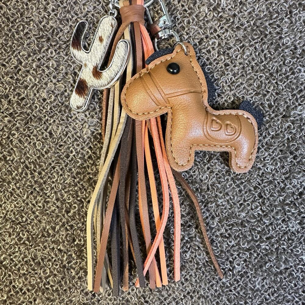 Bag Charm Key NEW Cow Hair Hide Cactus, Brown Pony Horse Arbor Verde - Picture 9 of 10